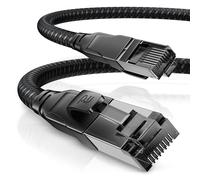 CSL - Câble réseau CAT8.1 40 Gbits - 1 m - Gaine en coton - Black Series - Câble réseau LAN RJ45 - Câble Ethernet CAT8 Gigabit - 40 000 Mbit/s - Blindage S/FTP PIMF - Compatible avec CAT6 CAT7