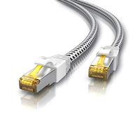 CSL - Câble réseau Gigabit Ethernet Cat 7 de 1 m - Gaine en coton - 10 000 Mbit S - Câble patch - Câble brut Cat.7 S FTP Pimf Blindage avec connecteur RJ 45 - Switch Router Modem Point d'accès