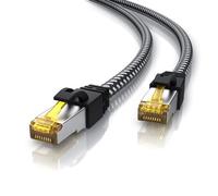 CSL - Cable reseau Gigabit Ethernet LAN - 15 m - Gaine en coton - 10 000 Mbit S - Cable patch - Cable brut S FTP Pimf - Blindage avec fiche RJ 45 - Switch routeur, modem Access Point