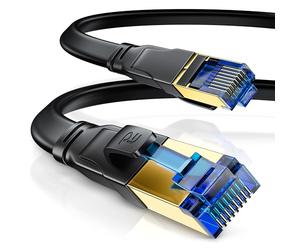 CSL - Câble réseau plat CAT 8.1 10 m 40 Gbits - Câble réseau LAN - Câble Ethernet CAT 8 Gigabit RJ45 - Vitesse de fibre optique - Câble plat - Câble de pose - Cat 6 Cat 7 Cat 8 10 m