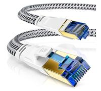 Csl CAT.8 RJ45 Câble réseau plat/câble de brassage/câble de données/câble Ethernet, gaine en coton, 40 Gbits, vitesse de fibre optique : 40000 Mbits, compatible avec Cat 6, Cat 7, 10 m