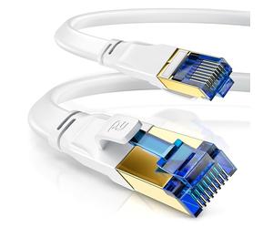 CSL-Computer Câble de réseau plat CAT.8 40 Gbits, Câble Ethernet 15,0m Blanc