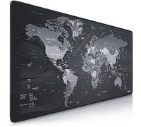 CSL-Computer Titanwolf Tapis de souris XXL Speed Gaming - 900 x 400 mm - XXL - Sous-main de table grande taille - Améliore la précision et la vitesse - Antidérapant - Carte du monde Motif tête de loup