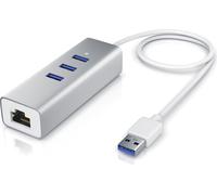 CSL Distributeur 3 ports USB 3.1 Gen1 y compris adaptateur réseau avec prise RJ45 / boîtier aluminium