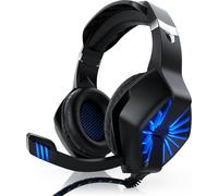 CSL Gaming Headset, "GHS-102" avec microphone, convient pour PC (Win XP/7/8/8.1/10), PS4/PS4 Pro, noir