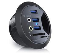 CSL - Hub de Bureau encastrable USB 3.2 Gen 1, Lecteur de Cartes, Chargeur encastré de Bureau, Concentrateur USB 3.0, Audio Jack 3.5mm Haut-Parleur Microphone, Desk Hub Card Reader microSD SDXC RSMMC