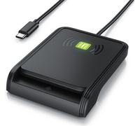 CSL Lecteur de cartes NFC 2en1, lecteur de cartes à puce USB-C pour cartes EC/crédit, carte d'identité NFC, smartphone, smartwatch, idéal pour la déclaration d'impôts, l'immatriculation des voitures