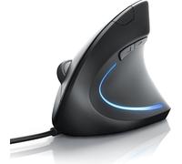 CSL Souris ergonomique filaire, droite, optique, USB type A, 1600 DPI, prévention des troubles musculo-squelettiques (RSI), noire