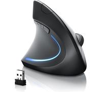 CSL Souris sans Fil Optique Verticale pour gaucher Bluetooth + 2,4 Ghz Wireless Mouse 2400 dpi 5 Boutons Ergonomique reposante pour Le Bras Soulagement du Tennis Elbow, épicondylite Plug and Play