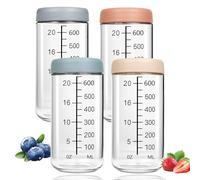 CSLGDMAI Lot De 4 Bocaux Meal Prep 750ml - Verre Borosilicate Avec Couvercle À Vis, Graduation & Large Ouverture - Bocaux Hermétiques, Empilables Pour Overnight Oats, Salades, Yaourts, Porridge
