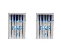 CSM Lot de 2 paquets d'aiguilles à broder à pointe bleue pour machines Janome, 10 aiguilles, Compatible avec les tissus synthétiques