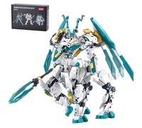 CSNRHG Cheval Blanc Dragon Samouraï Mech Robot Modèle Chevalier 2 en 1 Ensemble de Blocs de Construction Jouet Mythique Anniversaire pour Âge 8+ Enfants Adultes Adolescents 731 Pièces