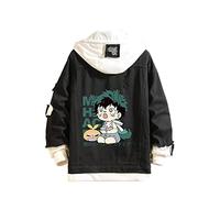 CSOCKS MHA Veste À Capuche Bakugou Katsuki Anime Denim Veste À Capuche Todoroki Shoto Deku Amis Cosplay Jeans Veste pour Hommes Femmes Jeunes
