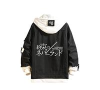 CSOCKS The Promised Neverland Veste en jean Manga Emma Norman Ray Pull Sweat à Capuche Manteau en jean animé pour Hommes Femmes Jeunes