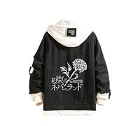 CSOCKS The Promised Neverland Veste en jean Manga Emma Norman Ray Pull Sweat à Capuche Manteau en jean animé pour Hommes Femmes Jeunes