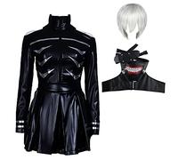 CSOCKS Tokyo Ghoul Cosplay Costume Ken Kaneki Combinaison Robe Noir Bataille Uniforme avec Masque et Perruque Hommes Femmes