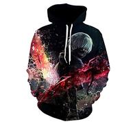 CSOCKS Tokyo Ghoul Pull Sweat à Capuche Ken Kaneki Imprimé 3D Anime Sweat à Capuche à Manches Longues pour Homme Femme