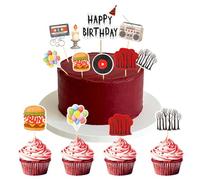 Csoisoy 18pcs Décorations de Gâteaux d'Anniversaire Vintage sur le Thème Sombre, 9 Styles Décorations Gâteaux sur le Thème l'Horreur et des Dessins Animés Parfaits pour les Fêtes d'Halloween