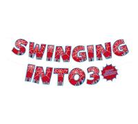 Csoisoy 3rd Bannière Anniversaire Araignée, Pré-Assemblée Swinging into 3 Bannière Décorations de Fête sur Thème des Araignées pour Fête d'Anniversaire d'Enfant