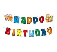 Csoisoy Banderole Joyeux Anniversaire Italie, Pré-Assemblée Colorée Decoration Anniversaire Animal Mignons Dessins Animés pour Fêtes et Célébrations à Thème Italien Decoration