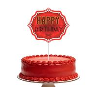 Csoisoy Décoration de Gâteau d'Anniversaire Joyeux Anniversaire, Thème Enfer Rouge Foncé Décoration Créative pour Gâteaux d'Anniversaire Garçons et Filles