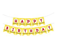 Csoisoy Happy Birthday Bannière, Premium Jaune Dessin Animé Chien Thème Guirlande Anniversaire Décor Pré-Assemblée Suspension Queue d'Hirondelle Drapeaux Décor pour Garçons Filles Anniversaires