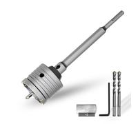 CSOOM Scie cloche à béton de 70 mm avec rallonge SDS-Plus de 220 mm, kit de scies cloches pour béton, couronne de forage creuse, 4 forets de centrage tranchants 8 x 110 mm, pointe en carbure de