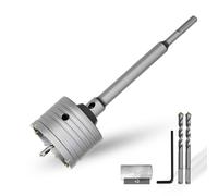 CSOOM Scie cloche à béton de 82 mm avec rallonge SDS-Plus de 220 mm, kit de scies cloches pour béton, couronne de forage creuse, 4 forets de centrage tranchants 8 x 110 mm, pointe en carbure de