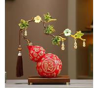 CSPJPIZIYB Ornement Porte-Bonheur en Forme de Gourde, Décoration Feng Shui WU Lou avec Kaki, Symbole de Chance, Idéal pour Le Salon ou Le Bureau, Cadeau Parfait(Red1)