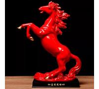 CSPJPIZIYB Statue de Cheval en Céramique Rouge, Ornement Feng Shui Représentant Un Cheval, de Prospérité, Cadeau pour Une Petite Amie, Un Membre de la Famille ou Un Ami(Gold+Red,13.7x4.3x17.5in)