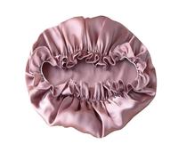 CSSHNL Bonnet en Soie Bonnet de Nuit en Soie de mûrier Pure 100%, Bonnet Doux for Femmes, Couvre-tête, Large Bande élastique, Perte de Cheveux pour Cheveux Bouclés(Bean Paste Powder,M)