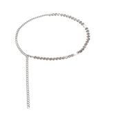 CSSHNL Ceinture Décorative Women's Shiny Large Grain Rhinestones Decorated Solid Color Chain Waist Necklace Dress Accessories(145cm,Silver)