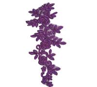 CSSHNL Patch Thermocollant Fleur Lot de 4 Appliques en Dentelle brodées for Robe de mariée, décoration DIY 19 x 8 cm(Purple)