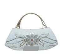 CSSHNL Pochette en Perles Sac à main bandoulière décoré de perles et de diamants, idéal for les banquets et les dîners(Silver)