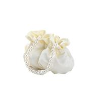 CSSHNL Pochette en Perles Sac seau en satin perlé, joli sac à main, parfait for les robes de banquet, pochette de fête avec bandoulière amovible(White)