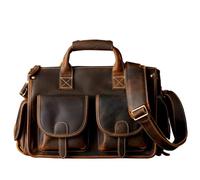 CSSHNL Sacoche Homme Cuir Vintage mallette en cuir hommes couche peau de vache bureau pochette d'ordinateur décontracté voyage fourre-tout sac messager