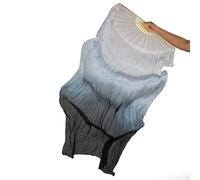CSSHNL Voile Eventail en Soie Danse du Ventre en Soie véritable, éventails Longs Teints en Couleur, Spectacle de Danse(150cm,B 1Pc Right Hand)