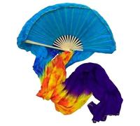 CSSHNL Voile Eventail en Soie Éventail de Danse du Ventre Professionnel, Une Paire, Voile en Soie véritable, Accessoires de scène for Spectacle de pub(Color 4,150x90cm)