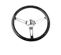CSSHNL Volant Volant En Bois Noir Avec Rivet 380mm Volant De Voiture De 15 Pouces For Voiture Ancienne(Black)