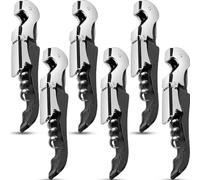 cssopenss Lot de 6 tire-bouchons professionnels en acier inoxydable pour cuisine, fête d'entreprise, bars, restaurants (noir)
