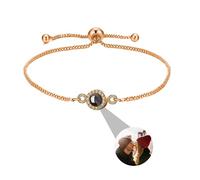 CSstone Bracelet Photo Personnalisé Rond Bracelet Photo Projection Femme Bracelet Avec Photo Dedans Bracelet Personnalisé Cadeaux De Bijoux Je T'aime Bracelet Anniversaire Noël Fête Des Mères