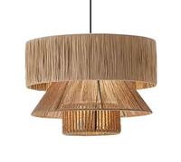 CSSYKV Lustre En Raphia Et Rotin, Abat-jour Vintage En Corde De Chanvre, Double Couche, Style Ferme, Suspension En Corde Tressée Pour Salle À Manger, Salon, Chambre, Îlot De Cuisine, Hall D'entrée