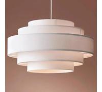 CSSYKV Lustre Tambour De 50 Cm (19,7 Po) En Lin, Luminaire Fait Main Avec Lanterne À Double Couche, Grande Suspension En Tissu Blanc, Style Ferme Moderne, À Suspendre Au Plafond Pour Salle À Manger