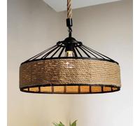 CSSYKV Rétro Industriel Ancienne Corde de Chanvre Corde à Corde de Chanvre en Fer forgé lumière de la Corde d'éclairage Restaurant Rope Rope Luge Lustre Suspendu E27 [Energy Class A ++] (φ50cm)