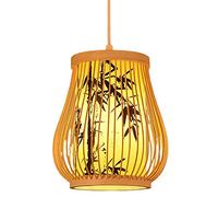 CSSYKV Suspension Lanterne Chinoise en Bambou avec Abat-Jour Imitation Parchemin Lustre À Baldaquin en Bois Décorations À Suspendre Lampe Japonaise Rustique Rotin