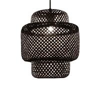 CSSYKV Suspension Noire Tissée Lampe De Salle À Manger en Rotin Et Bambou Suspension Creuse Lustre Bohème en Osier À 1 Lumière, Suspension Bohème du Milieu du Siècle