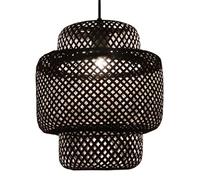 CSSYKV Suspension Tissée Noire Bambou Fait À La Main Tissé en Rotin Panier Abat-Jour Osier Lumière avec Luminaires Lustre Suspendu De Plafonnier Design Creux Salon De Thé Restaurant