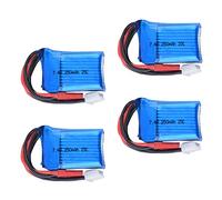 CSTAL Batterie De Secours Haute Performance, Batterie Li-Po 7.4V 250Mah 25C 2S avec Prise JST, pour Mini Voiture RC Escalade Voiture 1/35 Mini RC Hélicoptère, 4 Pcs
