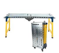 CStern Table d'atelier 2 en 1,Table de Soudure,Etabli Pliable,Plateforme de Travail Réglable en Hauteur,Plateforme Escalier,établi Pliant,avec Rouleaux,Capacité de Charge 498 kg,Adapté au Soudage