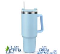 Csuntikulo Mug Isotherme Café 40oz 1200ml, Tasse isolée à vide en acier inoxydable à double paroi avec poignée et paille, Tasse de voyage isotherme pour garder les boissons froides et chaudes